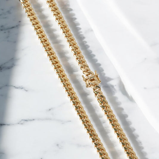 10K YG Cuban Links Chain / 75.15gr / 7.3mm / 22in /