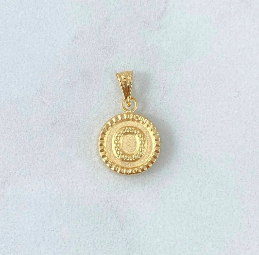 18K Yellow Gold Letter O Mate Pendant Bordered Circle / 0.55gr / 0.3in