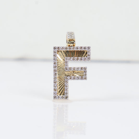 10K YG Diamond Letter F Pendant / 2.47gr / 0.8in / D-0.55Ct