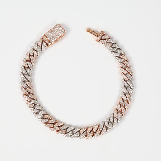 10K 2 Tone Cuban links Bustdown Bracelet / 47.57gr / 10mm / 9in / D-7.70Ct