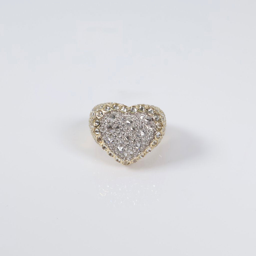 10K YG Diamond Heart Reverse Ring / 7.92gr / Sz 7 / 3.75Ct / VS2-SI / G-H