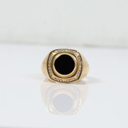 14K Yellow Gold Luxury Ring With Zircons / 8.5gr / Size 11
