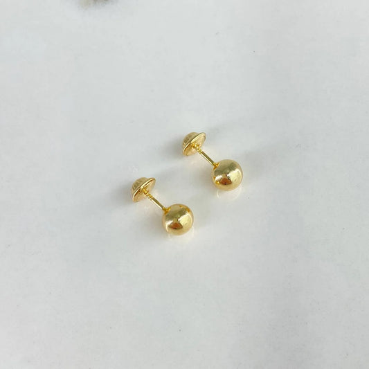 18K Yellow Gold Smooth Ball Stud Earrings / 0.59gr / 5mm