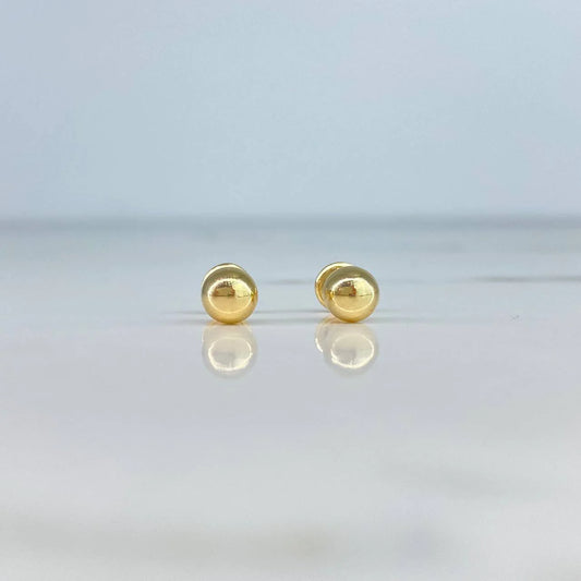 18K Yellow Gold Smooth Ball Stud Earrings / 0.59gr / 5mm