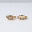 14K YG Diamond Square Fashion Duo Engagement Ring / 9.22gr / Sz 6.5 / 1Ct Dia