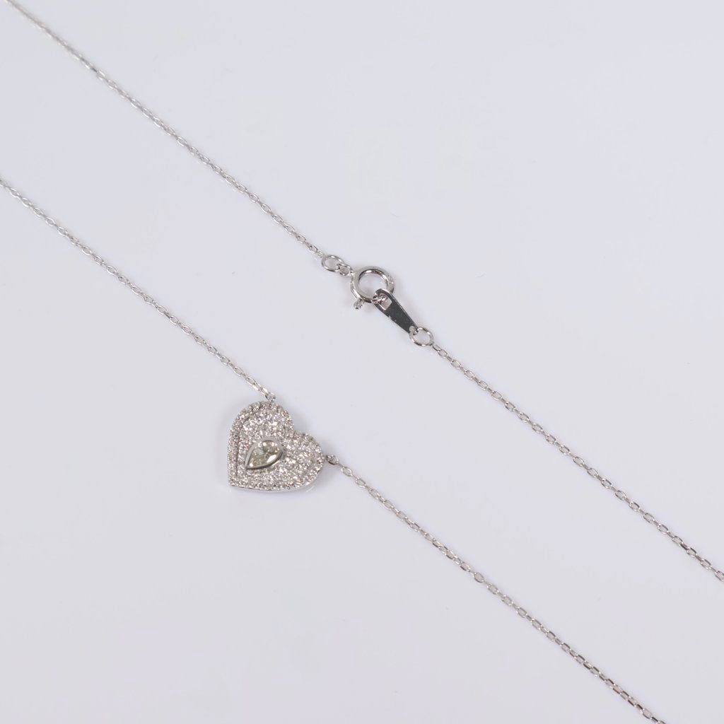 14K WG Diamond Heart Set Jewelry / 2.37gr / 1mm / 18in / 0.50Ct / VS2-SI / G-H