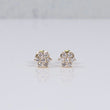 14K YG Lab Diamond Petal Flower Stud Earrings / 1.23gr / 6mm  / 0.46 CTTW Lab VS / E-F