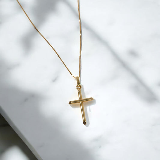 18K Yellow Gold Cross Jewelry Set / 2.8gr / 17in