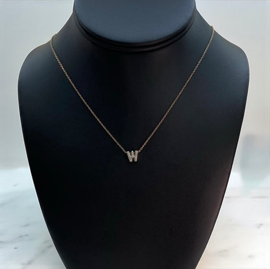 14K Rose Gold Letter W Jewelry Set With Diamond / 1.6gr