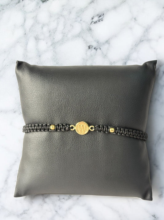18K Yellow Gold Tejida Letter W Bracelet Adjustable / 0.42gr