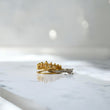 18K Yellow Gold Royal Double Crown Ring With Zircons / 4.4gr / Size 5
