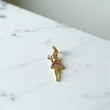 14K Yellow Gold Lady Pendant With Fucshia Zircons / 1gr / 1in