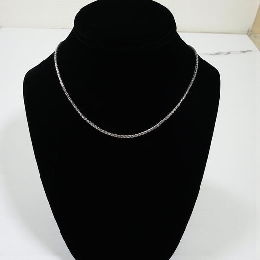 14K WG Wheat Spike Link Chain / 8gr / 2mm / 16in /