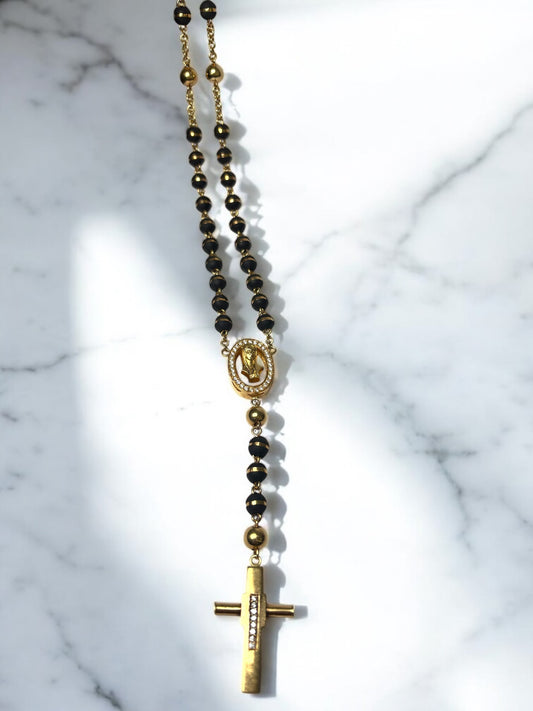 18K Yellow Gold Diamond Rosary Chain Ct Dia / 61gr / 30in