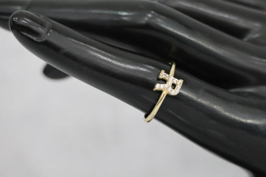 14K YG Letter R Ring / 1.47gr / Sz 7 1/4