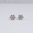 10K WG Lab Diamond Big Flower Stud Earrings / 1.9gr / 9mm / 2 CTTW Lab VS / E-F