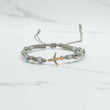18K 2 Tone Airplane-Smooth Balls Bracelet Tejido / 1.77gr / Adjustable / white zircons