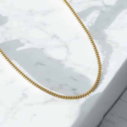 14K YG Micro Cuban Links Chain / 28.41gr / 4mm / 24in /
