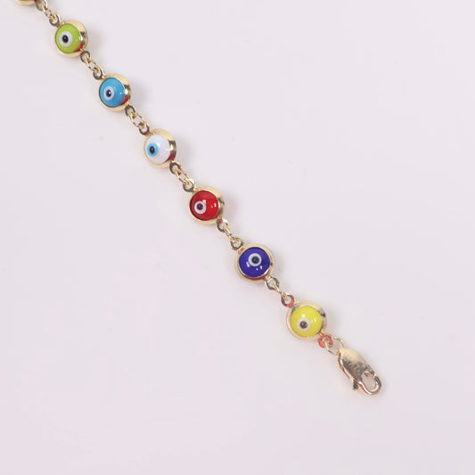 14K YG Evil Eye Bracelet / 4.1gr / 2mm / 8in /