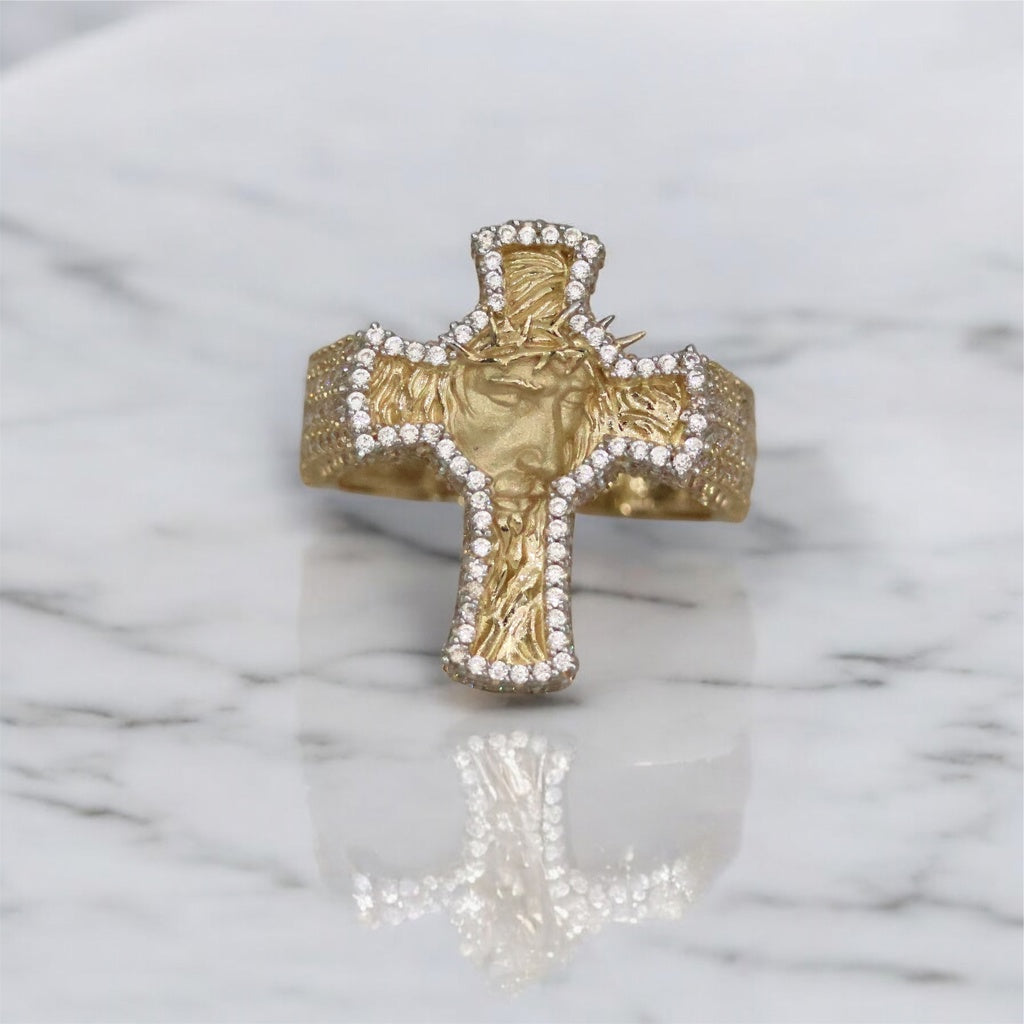 14K YG Jesus Face Ring / 10gr / Sz 9 3/4