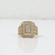 10K YG Luxury Rectangle Rings / 9.25gr / Sz 11 / White Zircons