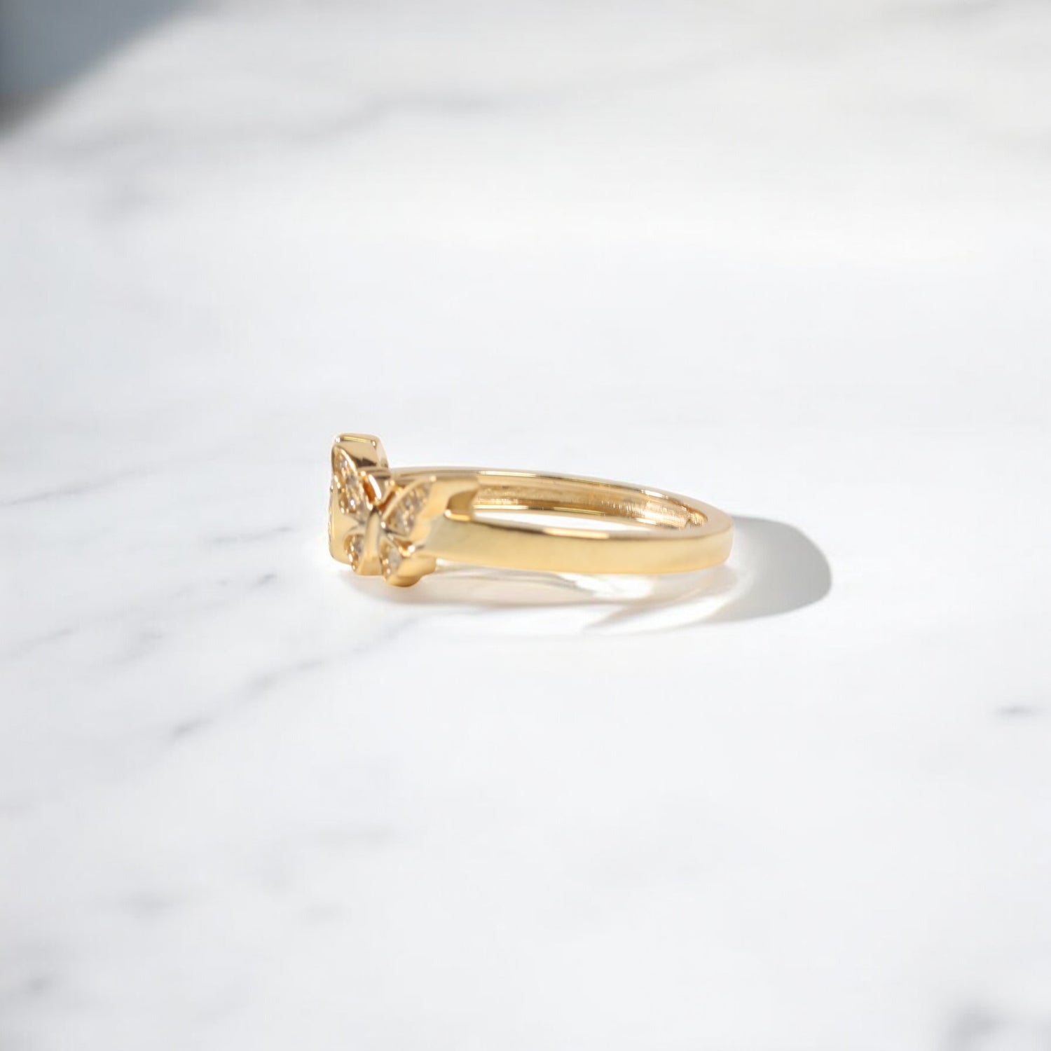 10K YG Diamond Butterfly - Letter I Rings / 2.12gr / Sz 6 / 0.08Wt Dia