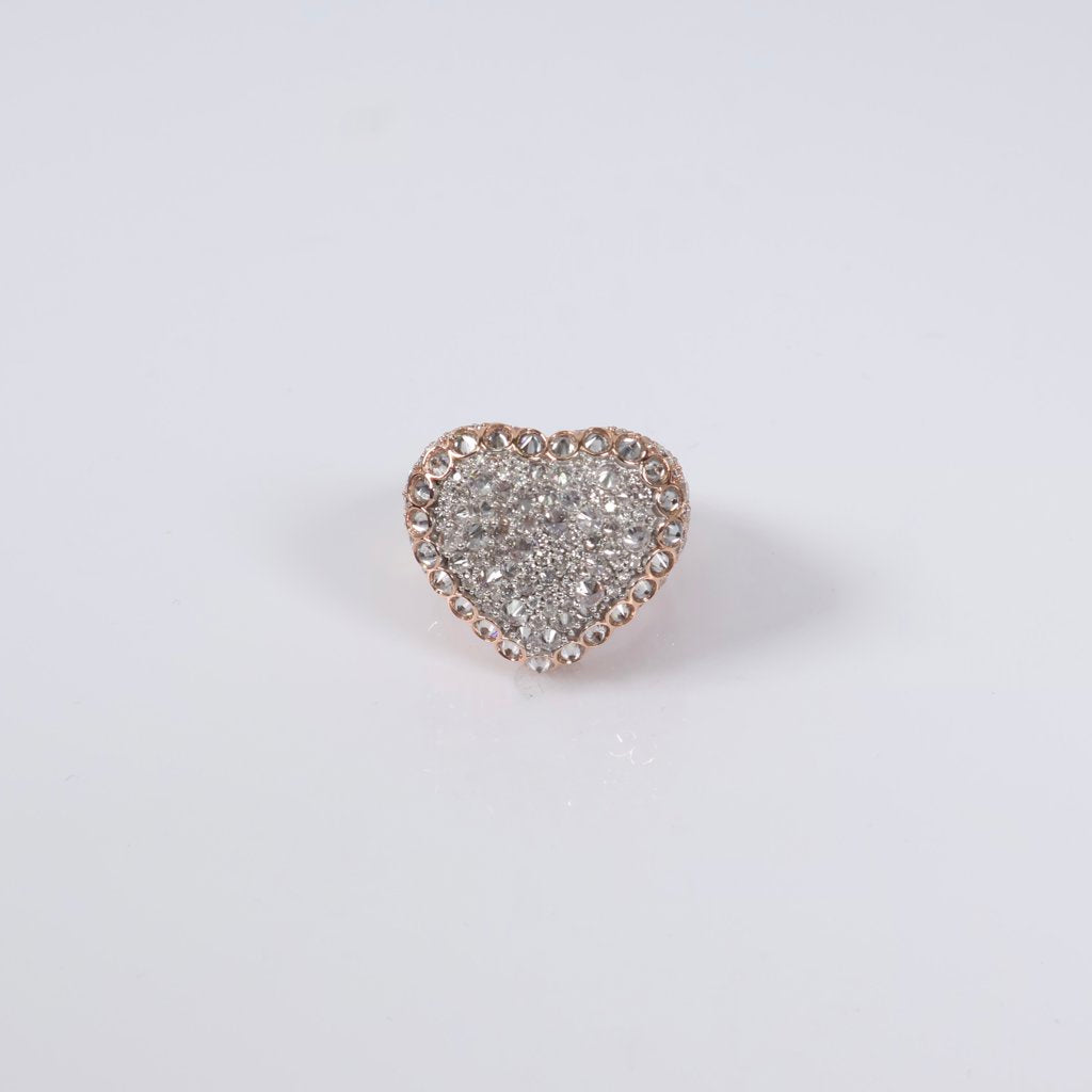 10K RG Diamond Heart Reverse Ring / 10.22gr / Sz 7 / 5.50Ct / VS2-SI / G-H