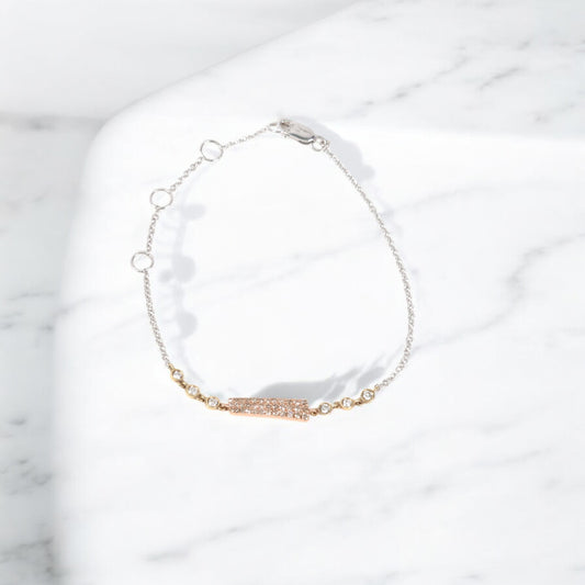 14K Three Colour Gold Diamond Fashion Bracelet Wt Dia / 1.9gr