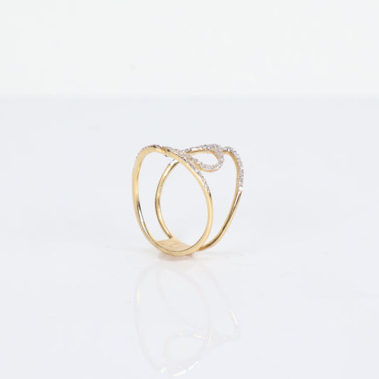 Women Ring 14K Yellow Gold With Diamonds / 2.3gr / Size 7