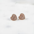 10K RG Diamond Double Heart Stud Earrings / 3.5gr / 11mm / D 0.70Ct