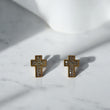 14K Yellow Gold Diamond Cross Stud Earrings 0.25Ct / 1.7gr