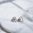 10K White Gold Haert/Diamond Stud Earrings 0.60Ct / 1.5gr