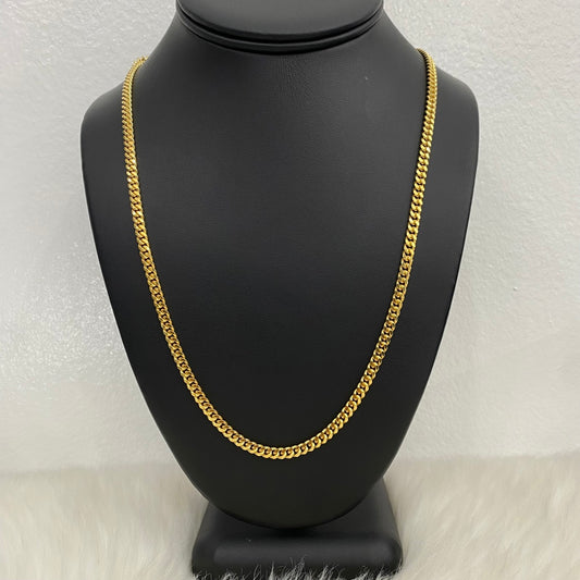 14K YG Micro Cuban Links Chain / 32.92gr / 4mm / 24in /