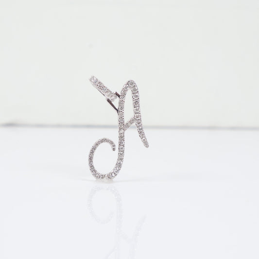 10K WG Diamond Letter A Italics Pendant / 2.56gr / 1.1in / D-0.69Ct