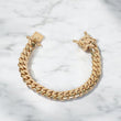 10K YG Micro Cuban Links Bracelet / 52.3gr / 9.8mm / 7in /
