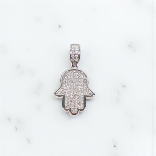14K WG Diamond Hamsa-Hand Pendant / 4.91gr / 1.2in / D-0.9Ct