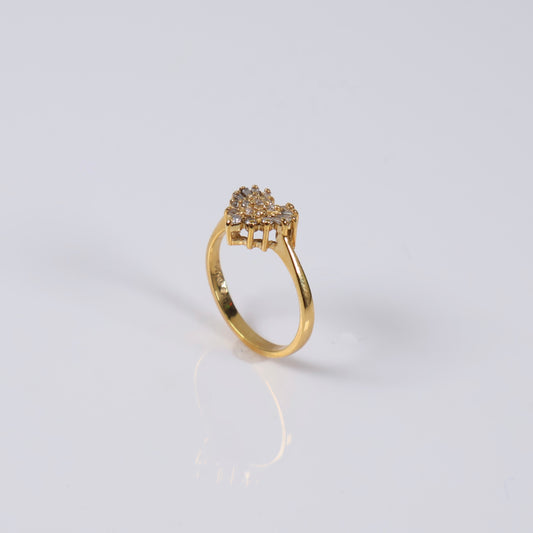 14K YG Diamond Heart Rings / 2.8gr / Sz 6.5 / Ct Dia