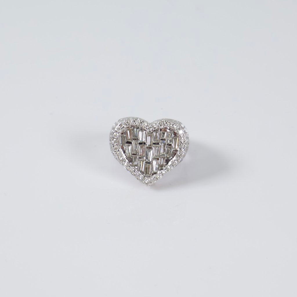 10K WG Diamond Heart With Baguette Ring / 7.2gr / Sz 7 / 3Ct / VS2-SI / G-H