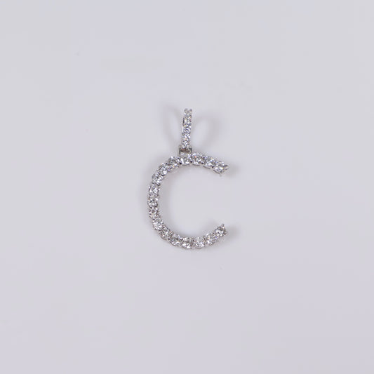 14K WG Lab Diamond Letter C Pendant / 0.94gr / 1in / 0.52 CTTW Lab VS / E-F