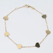 14K YG Little Flat Hearts Bracelet / 2.1gr / 1mm / 8in /
