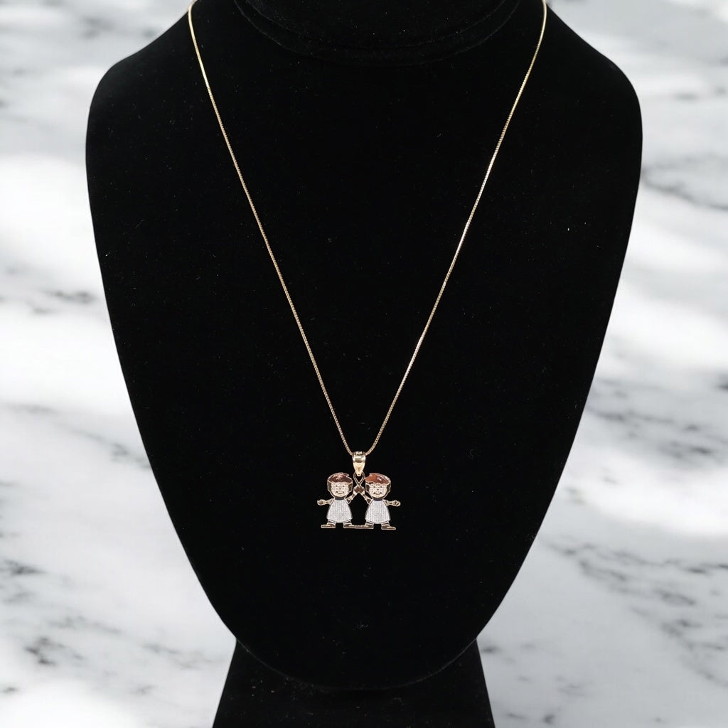 14K-10K Couple Of Boys / Franco Chain Set Jewelry / 3.48gr / 0.63mm / 20in