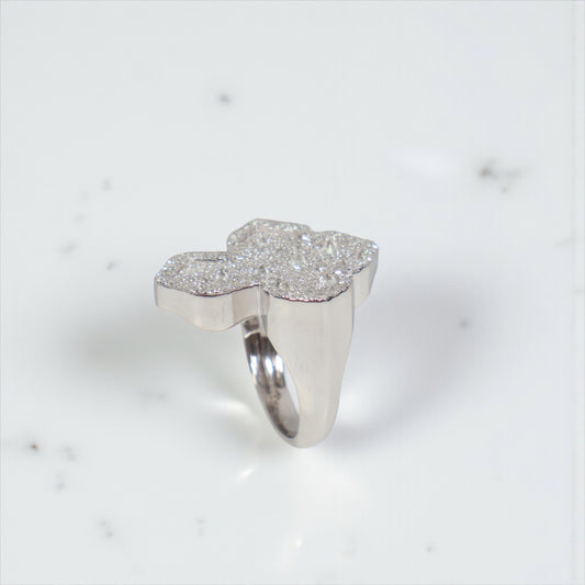 10K WG Reverse Diamond Cross Rings / 8.7gr / Sz 10 / D-2.15Ct