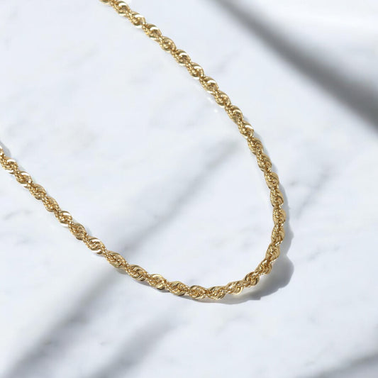 10K YG Hollow Rope Chain / 4.76gr / 3.8mm / 16in /