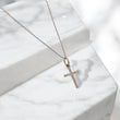 14K 2 Tone Diamond Little Cross Set Jewelry / 1.36gr / 0.7mm / 18in / Wt Dia
