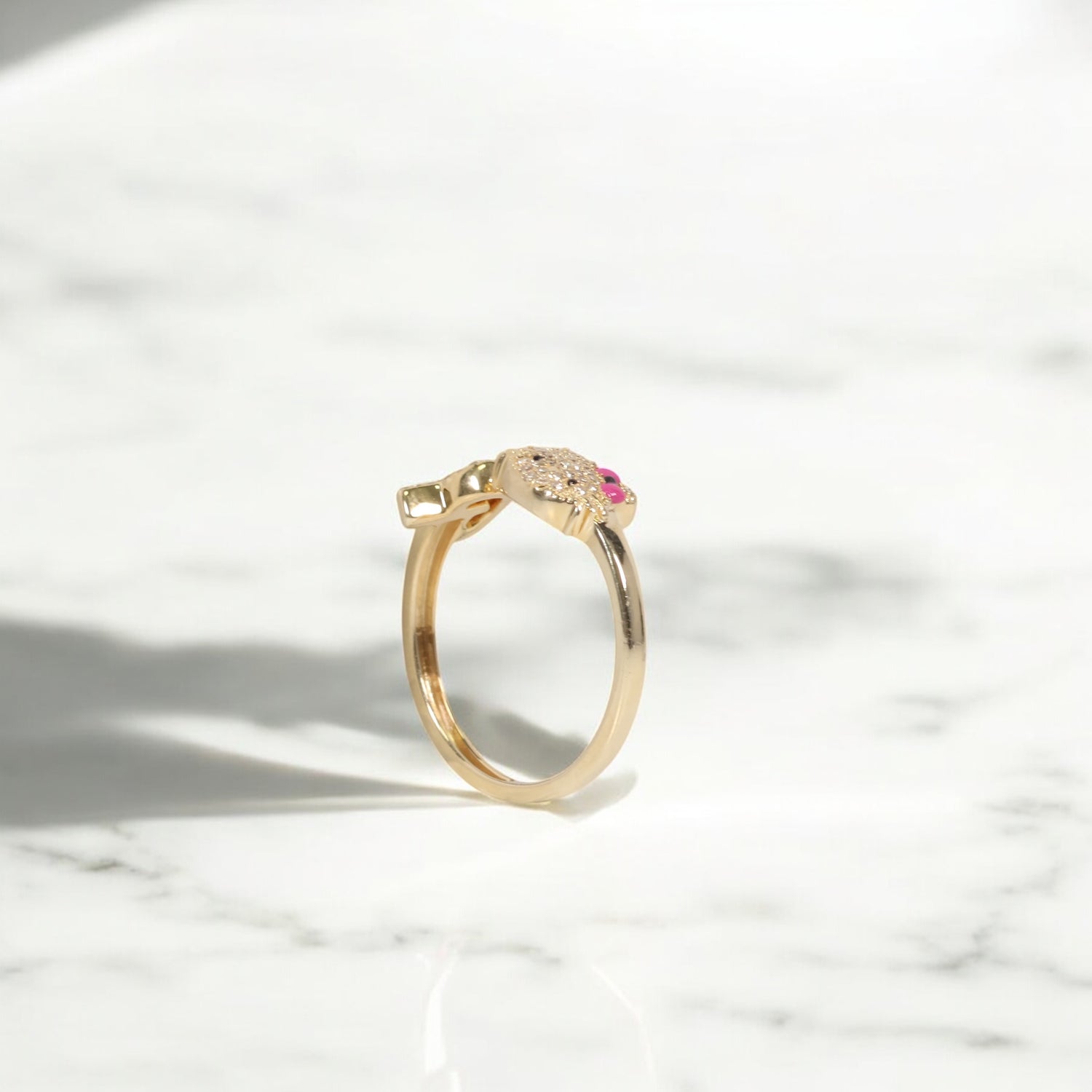 10K YG Diamond HK - Letter X Rings / 2.4gr / Sz 6 3/4 / 0.12Wt Dia