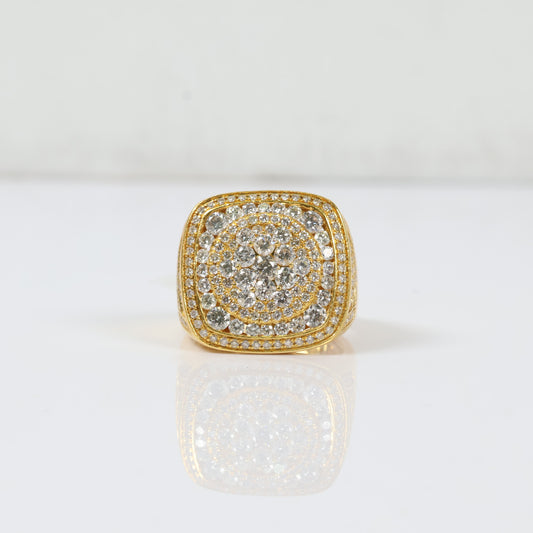 14K Yellow Gold Diamond Square Ring Ct Dia  / 10.7gr / Size 10