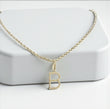 Letter B Pendant 10K White Gold With Diamond / 2.5gr