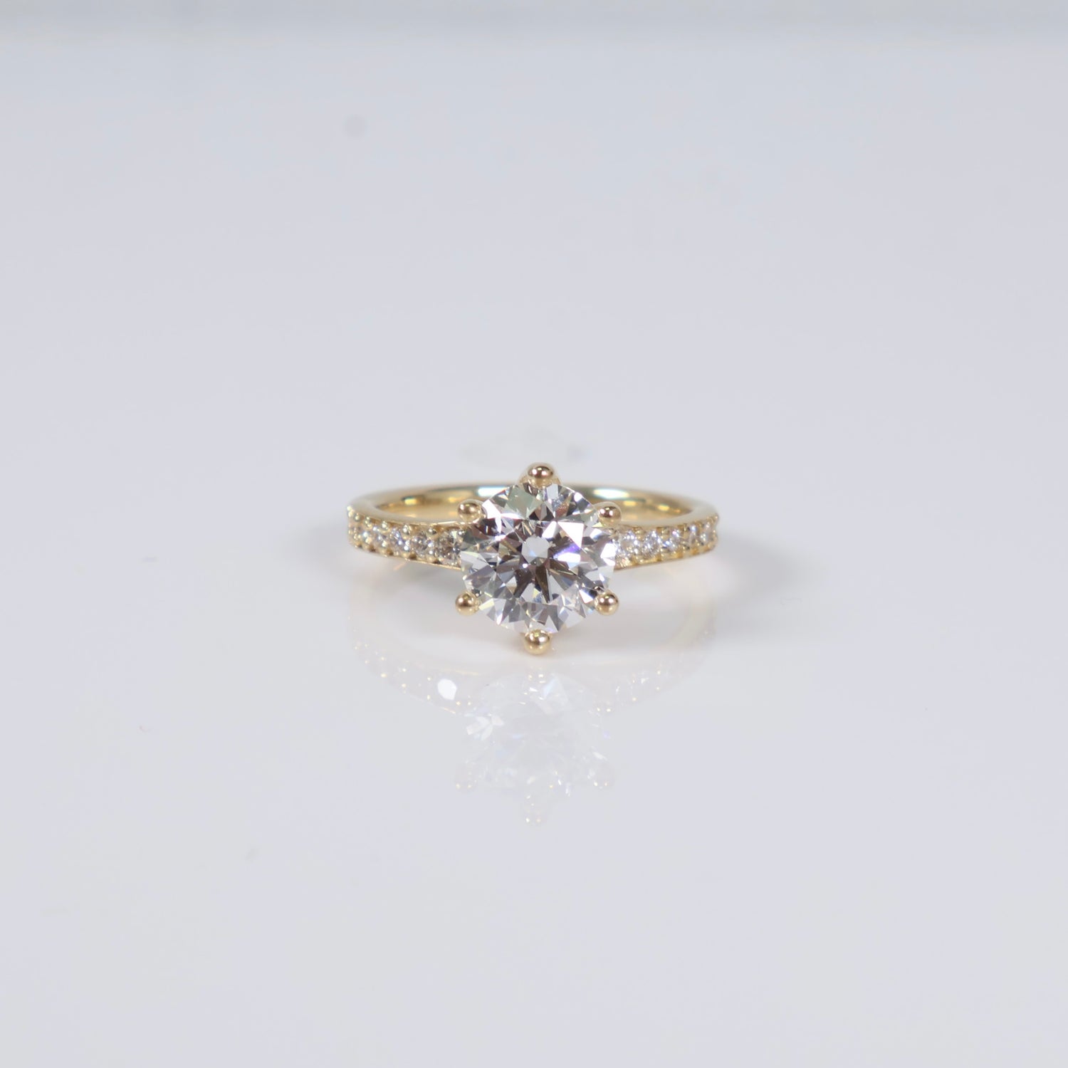 14K YG Lab Diamond Round Brilliant Engagement Ring / 3.23gr / Sz 7 / 2Ct Lab Dia / E / VS1