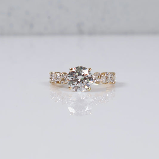 14K YG Lab Diamond Round Brilliant With Certificate Engagement Ring / 3.16gr / Sz 7 / 2.73 CTTW Lab VS / E-F
