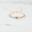 18K 2 Tone Heart-Smooth Balls Bracelet Tejido / 1.59gr / Adjustable /